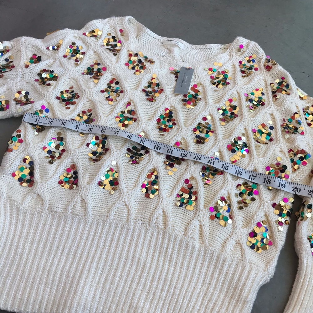 Anthropologie White Sequin Sweater - Picture 14 of 16